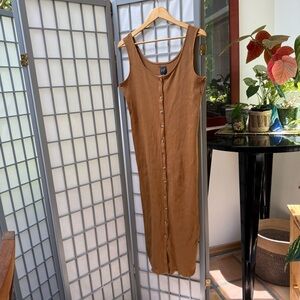 GAP Ribbed Button-Up Midi Tank Dress